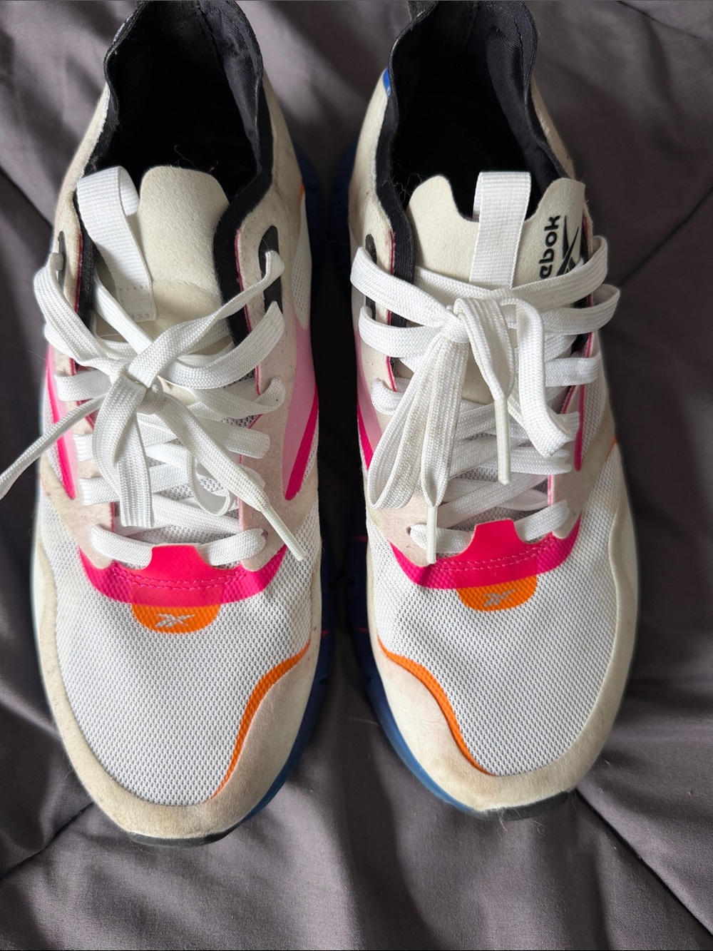 Reebok White Sneakers with Pink & Orange Accents 41